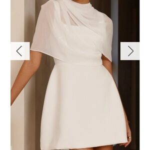 Elegant White Shaw Overlay Dress